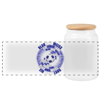 Blau und Weiss ein Leben lang - Panorama Keksdose mit Holzdeckel - Weiß - Vorne