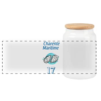 Charente-Maritime - Boîte à biscuits avec couvercle en bois - blanc - Devant
