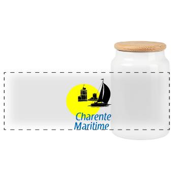 Charente-maritime - Boîte à biscuits avec couvercle en bois - blanc - Devant