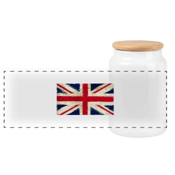 Vintage London Flagge- Retro- London- UK - Panorama Keksdose mit Holzdeckel - Weiß - Vorne