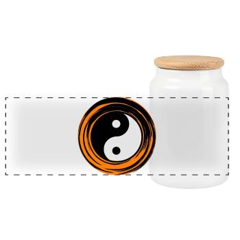 Yin-Yang Orange - Panoramic Cookie Jar with Wooden Lid - white - Front