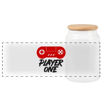 Funny Gaming Citation Humour Lettrage Typographie - Boîte à biscuits avec couvercle en bois - blanc - Devant