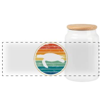 Turtle sea turtle - Panoramic Cookie Jar with Wooden Lid - white - Front