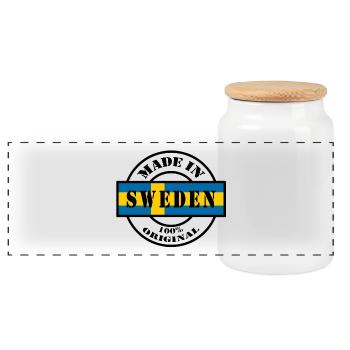MADE IN SWEDEN, Suède, Suédois, Scandinavie - Boîte à biscuits avec couvercle en bois - blanc - Devant