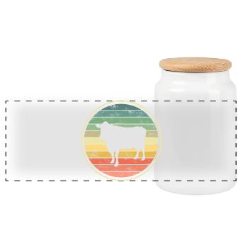 Cow cows - Panoramic Cookie Jar with Wooden Lid - white - Front