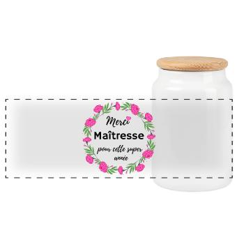 Merci maitresse pour cette super année cadeau fin - Boîte à biscuits avec couvercle en bois - blanc - Devant