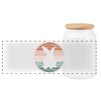 lapin - Boîte à biscuits avec couvercle en bois - blanc - Devant
