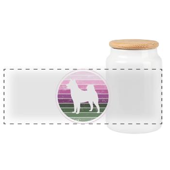 Hund Akita Shiba Inu - Panorama Keksdose mit Holzdeckel - Weiß - Vorne