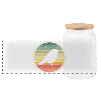 bird birds - Panoramic Cookie Jar with Wooden Lid - white - Front