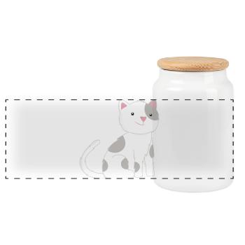 Chat Chats - Boîte à biscuits avec couvercle en bois - blanc - Devant