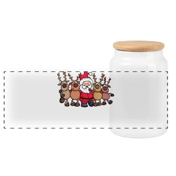 Xmas Weihnachten Weihnachtsmann Hirsch - Panorama Keksdose mit Holzdeckel - Weiß - Vorne