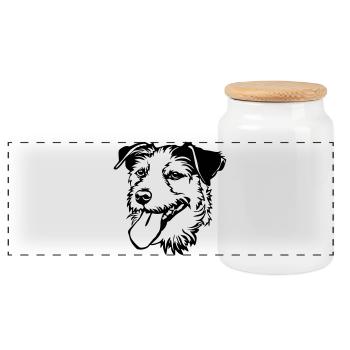 Parson Russel Terrier tête - Boîte à biscuits avec couvercle en bois - blanc - Devant
