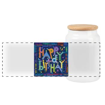The Birthday Theme - Panorama Keksdose mit Holzdeckel - Weiß - Vorne