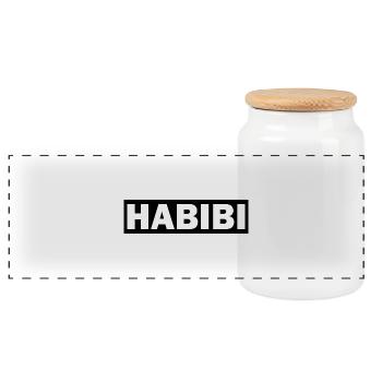 Habibi Arabic Favorite Arab Islam Muslim Gift - Panoramic Cookie Jar with Wooden Lid - white - Front