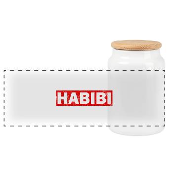 Habibi Arabisch Liebste Rot Islam Muslim Geschenk - Panoramic Cookie Jar with Wooden Lid - white - Front