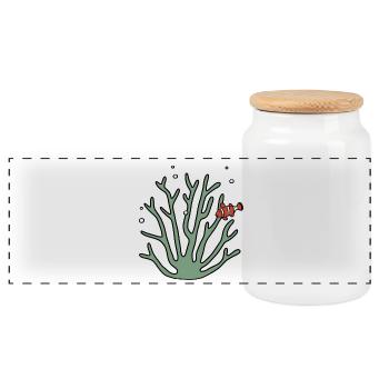 Coral anemone fish - Panoramic Cookie Jar with Wooden Lid - white - Front