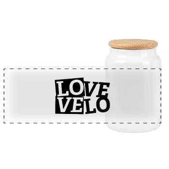 LOVE Velo - Panoramic Cookie Jar with Wooden Lid - white - Front