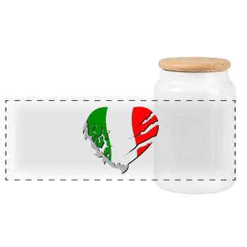coeur Italie - Heart Italy - Boîte à biscuits avec couvercle en bois - blanc - Devant