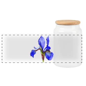 geburtstagsgeschenk mutter, schwertlilie - Panorama Keksdose mit Holzdeckel - Weiß - Vorne