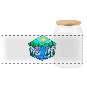 Natur Wasserfall Umwelt Bäume - Panorama Keksdose mit Holzdeckel - Weiß - Vorne