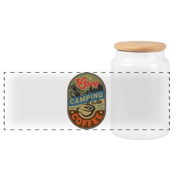 Vintage Retro Funny Camping Quote Badge Adventure - Panoramic Cookie Jar with Wooden Lid - white - Front