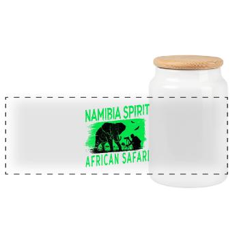 Namibia Afrika Safari Design - Panorama Keksdose mit Holzdeckel - Weiß - Vorne