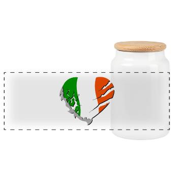 Irlanda - Ireland - Panoramic Cookie Jar with Wooden Lid - white - Front