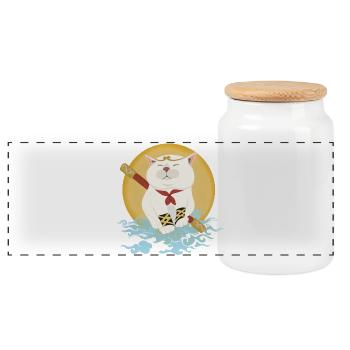 Cat warriors - Panoramic Cookie Jar with Wooden Lid - white - Front