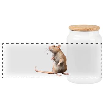 Maus - Panorama Keksdose mit Holzdeckel - Weiß - Vorne