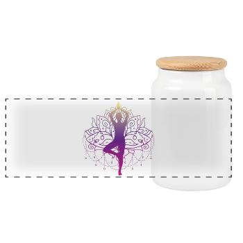 Yoga Baum Zen Mandala Meditation Namaste Geschenk - Panorama Keksdose mit Holzdeckel - Weiß - Vorne
