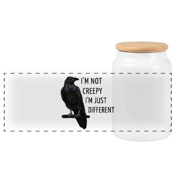 Rabe - I'm not creepy, I'm just different - Panorama Keksdose mit Holzdeckel - Weiß - Vorne