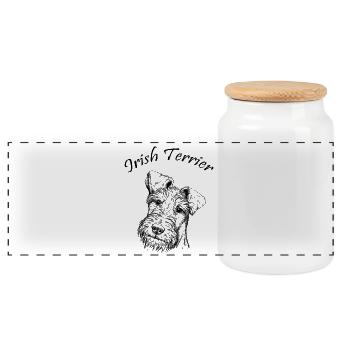 Irish Terrier Portrait - Panorama Keksdose mit Holzdeckel - Weiß - Vorne