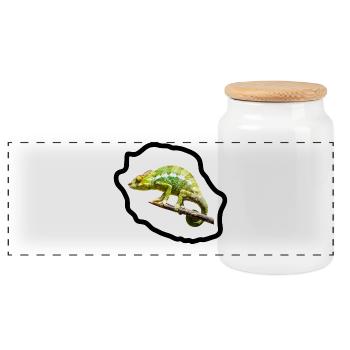 Chameleon vert sur branche - Boîte à biscuits avec couvercle en bois - blanc - Devant