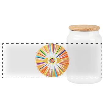 Stargate Rainbow Light Power around Sonja Ariel - Panoramic Cookie Jar with Wooden Lid - white - Front
