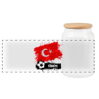 Fussball Türkei Ballsport Flagge - Panorama Keksdose mit Holzdeckel - Weiß - Vorne
