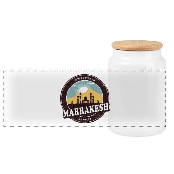 Marrakech Maroc Vintage Mosquée Design - Boîte à biscuits avec couvercle en bois - blanc - Devant