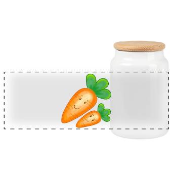 Carrot carrot laughing - Panoramic Cookie Jar with Wooden Lid - white - Front