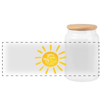 Sunshine; Sonne - Panorama Keksdose mit Holzdeckel - Weiß - Vorne