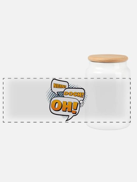 Nein! Doch! Oh! - Panorama Keksdose mit Holzdeckel - Weiß