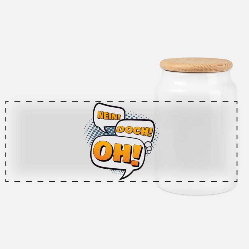 Nein! Doch! Oh! - Panorama Keksdose mit Holzdeckel - Weiß