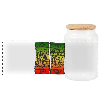reggae 2907 - Panoramic Cookie Jar with Wooden Lid - white - Front