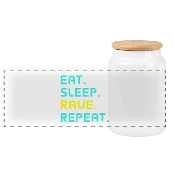 Mangez. Dormir. Rave. Répétez. - Boîte à biscuits avec couvercle en bois - blanc - Devant