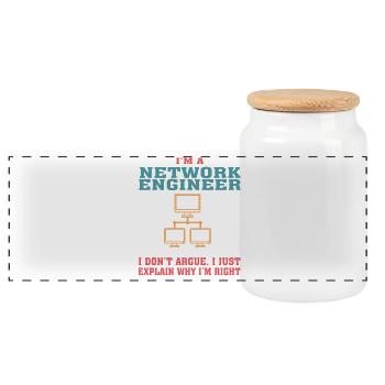 Drôle de devis d’ingénierie réseau pour le moteur de réseau - Boîte à biscuits avec couvercle en bois - blanc - Devant
