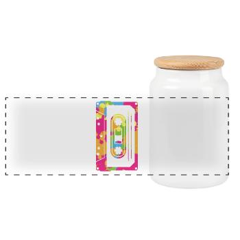 Cassettes musicales Mixtape 80S et 90S - Boîte à biscuits avec couvercle en bois - blanc - Devant