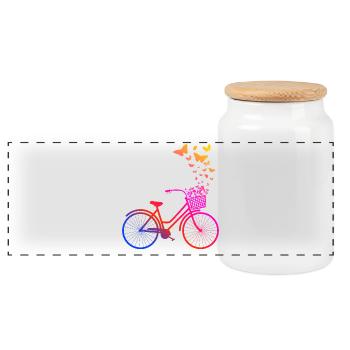 Vélo de femme, papillons de vélo - Boîte à biscuits avec couvercle en bois - blanc - Devant
