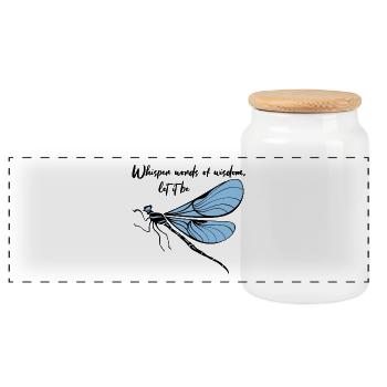 Hippie Soul Let It Be Blue Dragonflies - Panorama Keksdose mit Holzdeckel - Weiß - Vorne