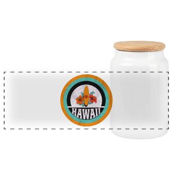 Hawaii Surf Vintage Design - Panorama Keksdose mit Holzdeckel - Weiß - Vorne