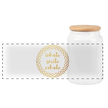 Inhale Exhale Yoga Or Cercle Meditation deluxe om - Boîte à biscuits avec couvercle en bois - blanc - Devant