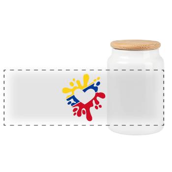 Colombie - Boîte à biscuits avec couvercle en bois - blanc - Devant
