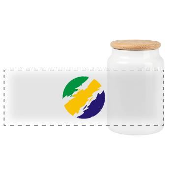 Brasilien Farben Flagge Fahne - Panorama Keksdose mit Holzdeckel - Weiß - Vorne